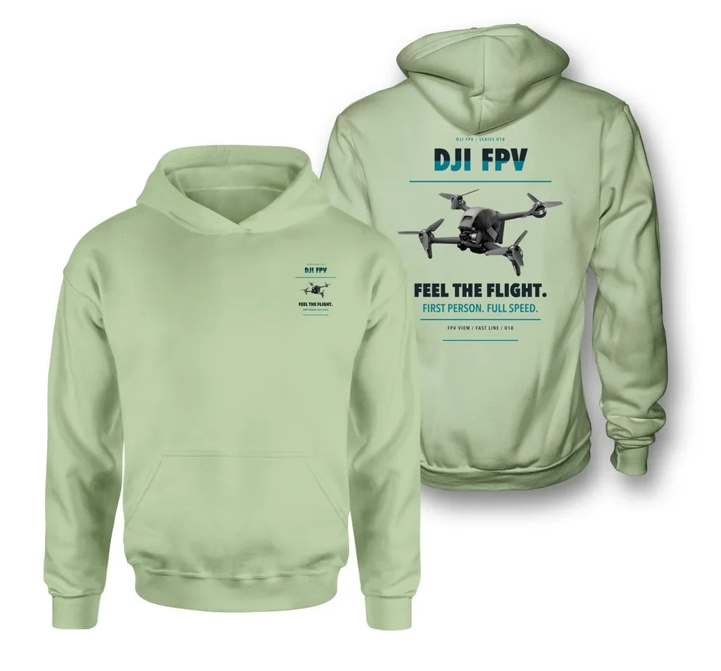 DJI FPV design on light green hoodie