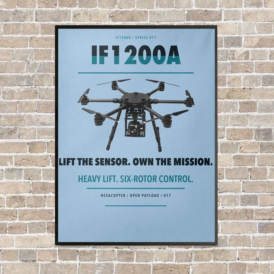 Inspired Flight IF1200A vertical canvas print - framed - light blue background