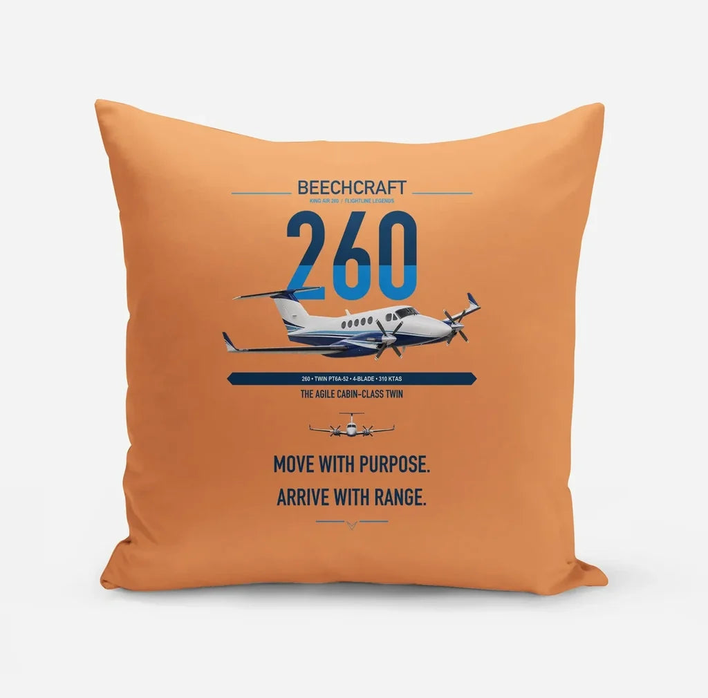 Beechcraft King Air 260 design on orange pillow