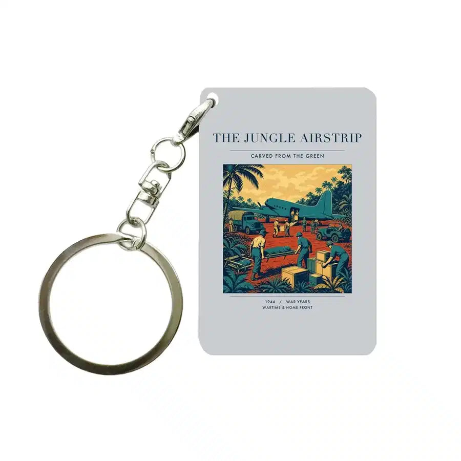 VINTAGE G4524 - The Jungle Airstrip - Designed Key Chain design on lightgray