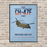 Thumbnail for Boeing CH-47F Chinook vertical canvas print - framed - light blue background