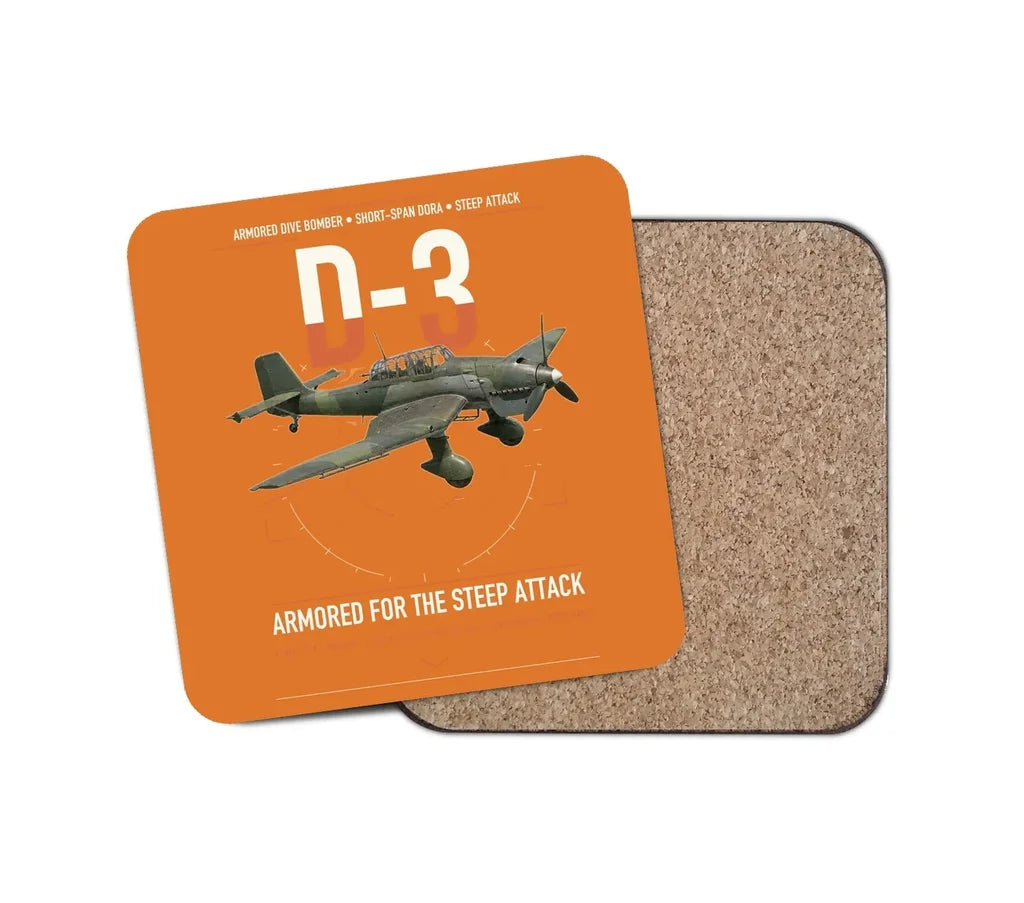 Junkers Ju 87D-3 design on orange 1 piece coaster