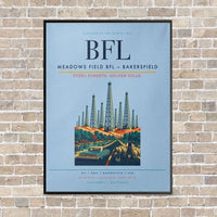 Thumbnail for Meadows Field BFL — Bakersfield vertical canvas print - framed - light blue background