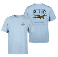 Thumbnail for PZL P.11c design on light blue t-shirt, double-side print