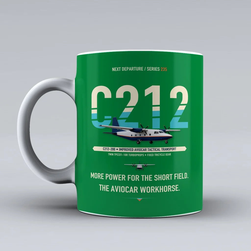 C-212-200 Aviocar Mug design on green casa