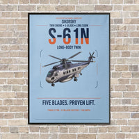 Thumbnail for Sikorsky S-61N vertical canvas print - framed - light blue background