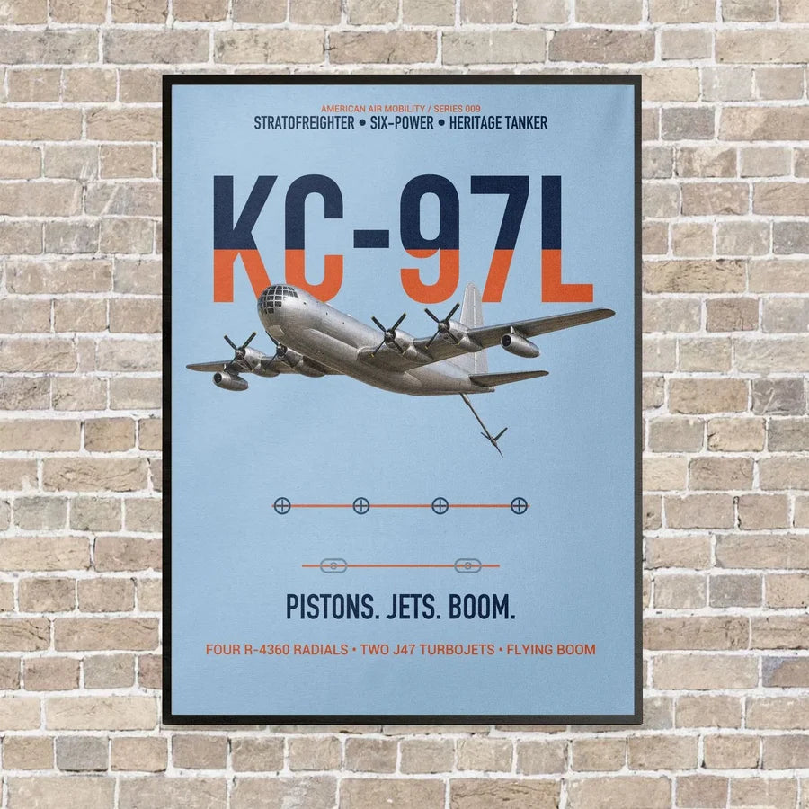 KC-97L STRATOFREIGHTER vertical canvas print - framed - light blue background