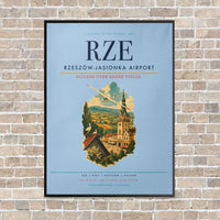 Thumbnail for Rzeszów-Jasionka Airport RZE vertical canvas print - framed - light blue background
