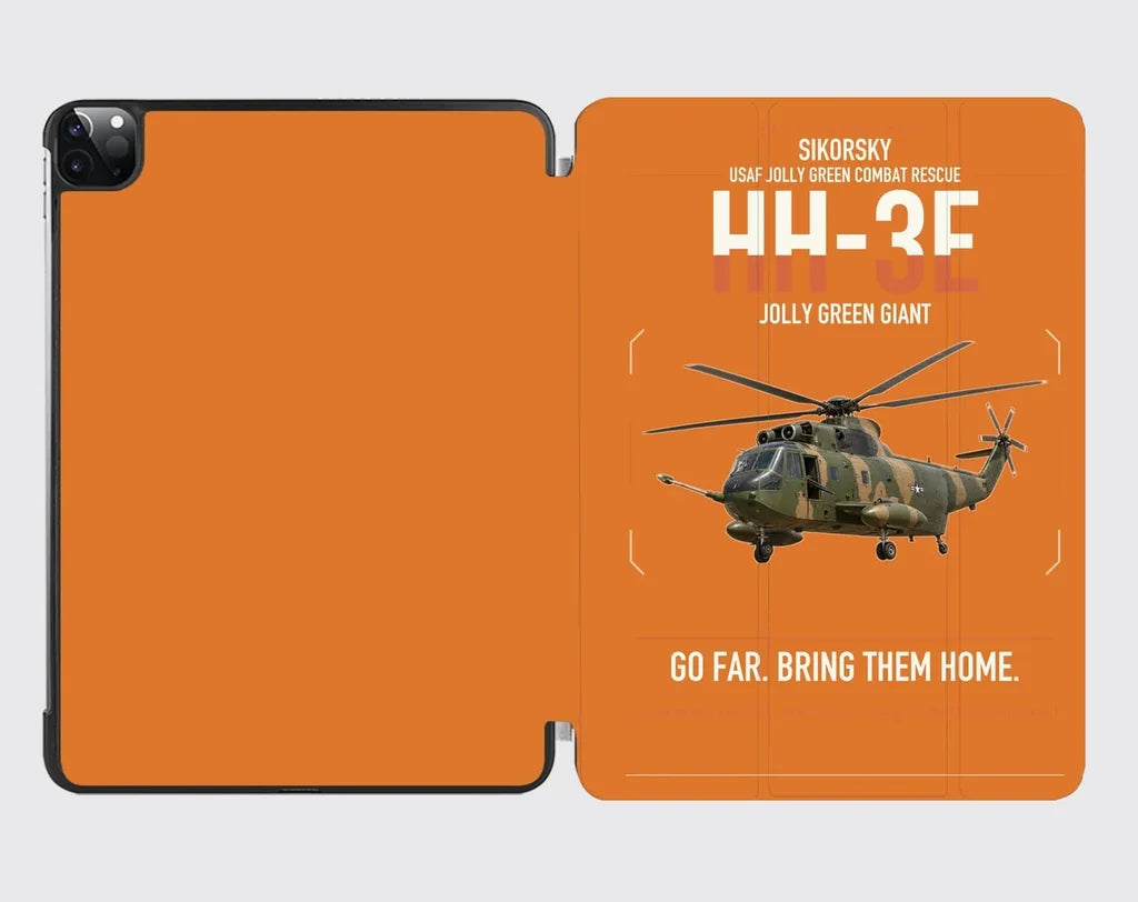 Sikorsky HH-3E Jolly Green Giant design on orange ipad tablet case