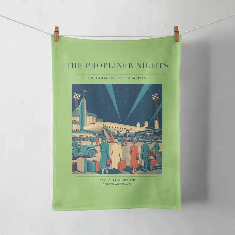 VINTAGE G4080 - The Propliner Nights - Designed Towels design on lightgreen