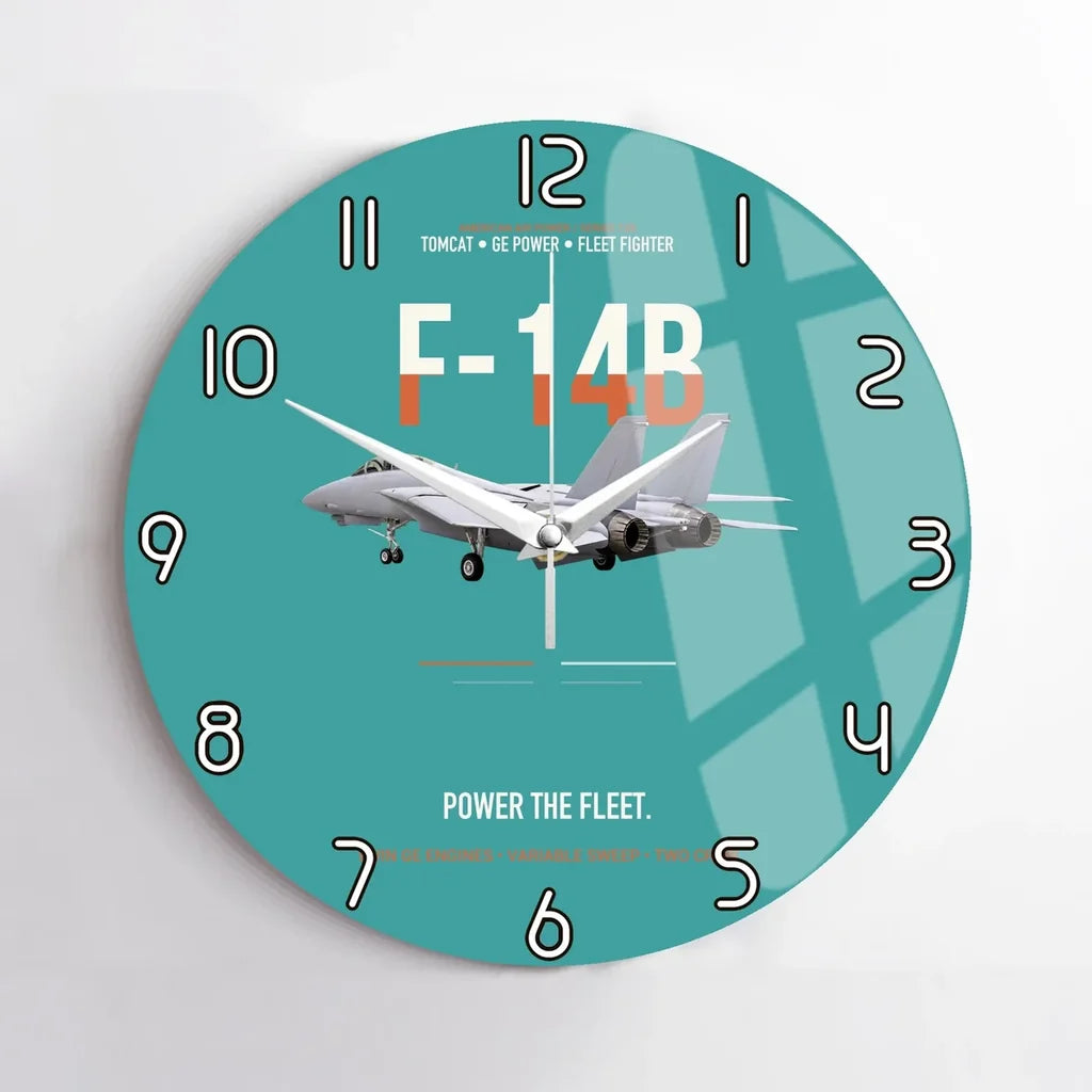F-14B Tomcat Power The Fleet design on turquoise no frame wall clock