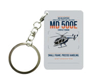 Thumbnail for MD Helicopters MD 500E design on light gray designed key chain, double-side print