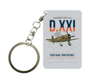 Thumbnail for Fokker D.XXI — Dutch LVA aircraft 221 design on light gray designed key chain, double-side print