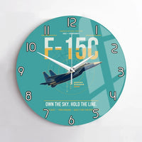 Thumbnail for F-15C Eagle design on turquoise no frame wall clock