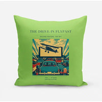 Thumbnail for VINTAGE G4397 - The Drive-In Flypast - Designed Pillows design on lightgreen