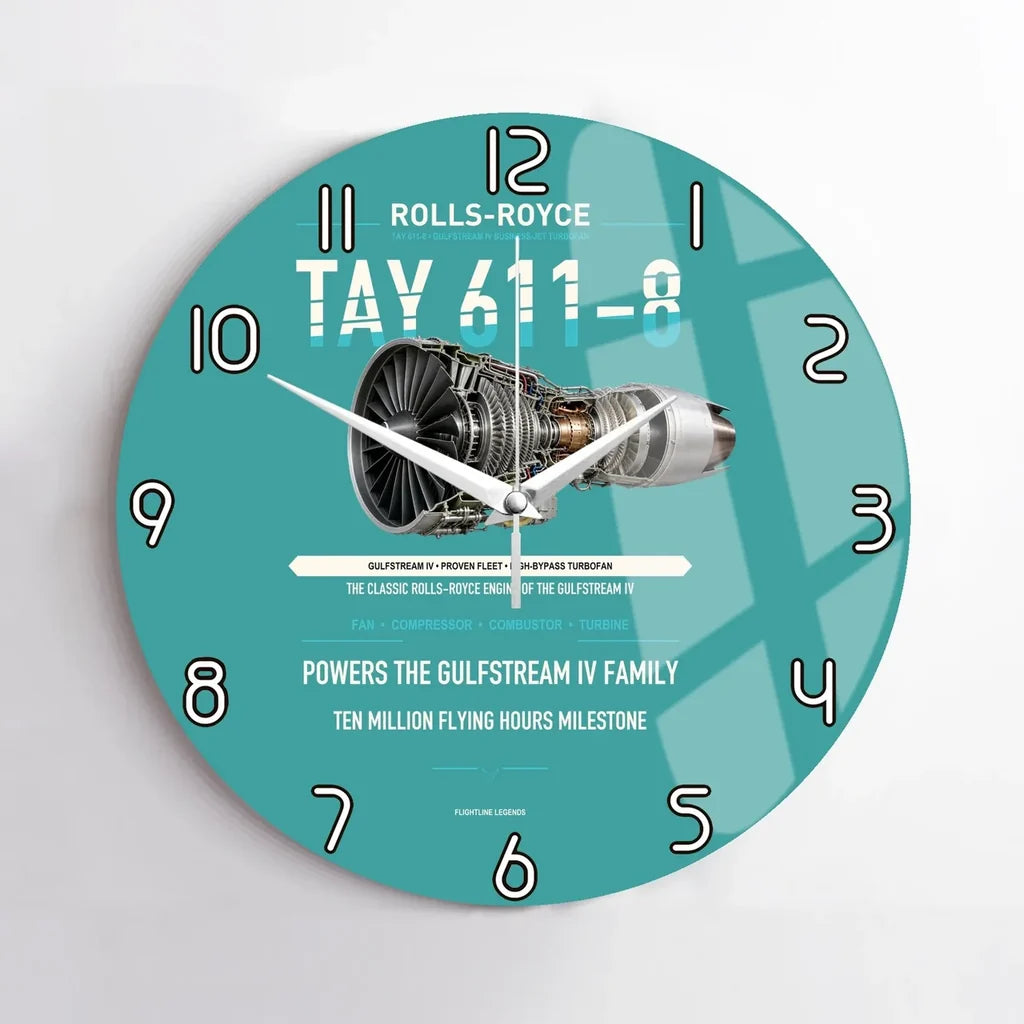 TAY 611-8 design on turquoise no frame wall clock