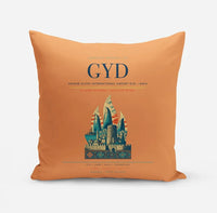 Thumbnail for Heydar Aliyev International Airport (GYD) design on orange pillow