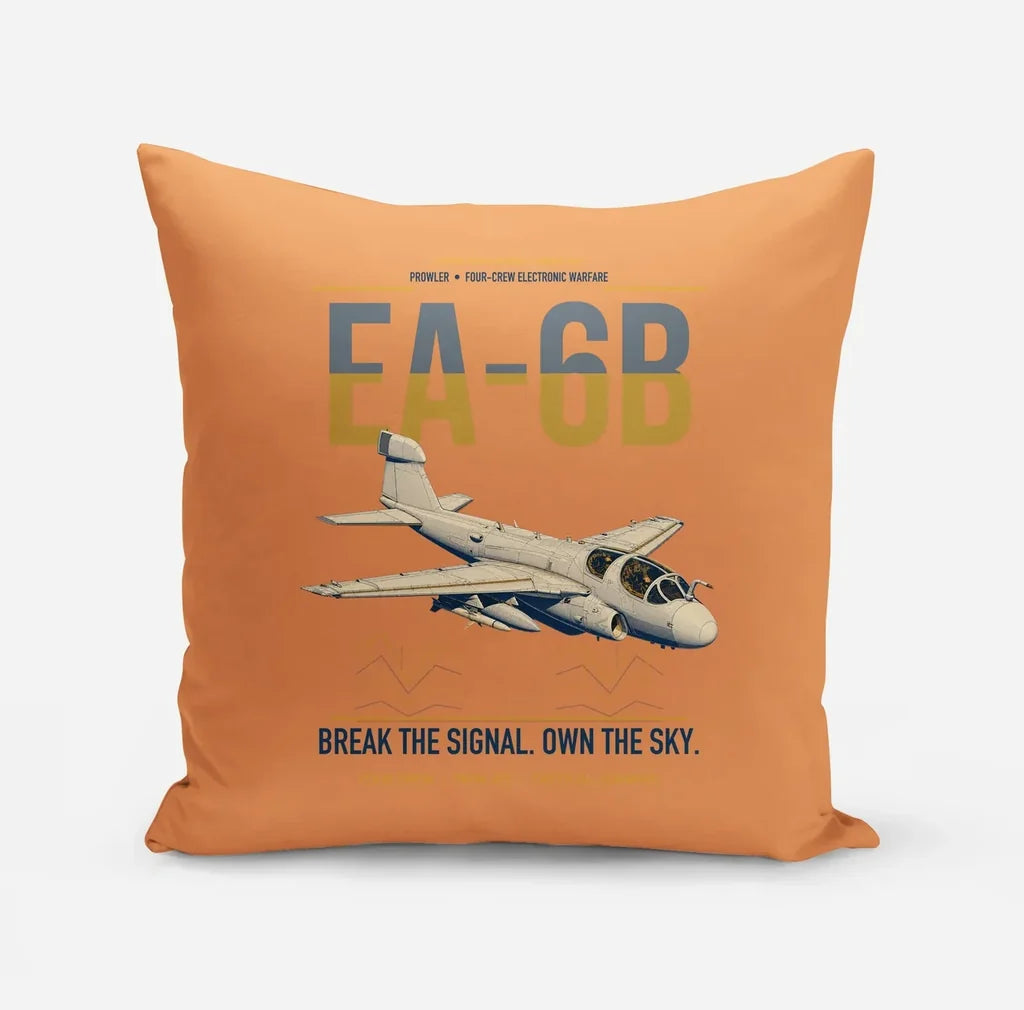 EA-6B Prowler design on orange pillow