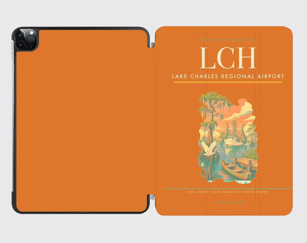 Lake Charles Regional Airport (LCH) design on orange ipad tablet case