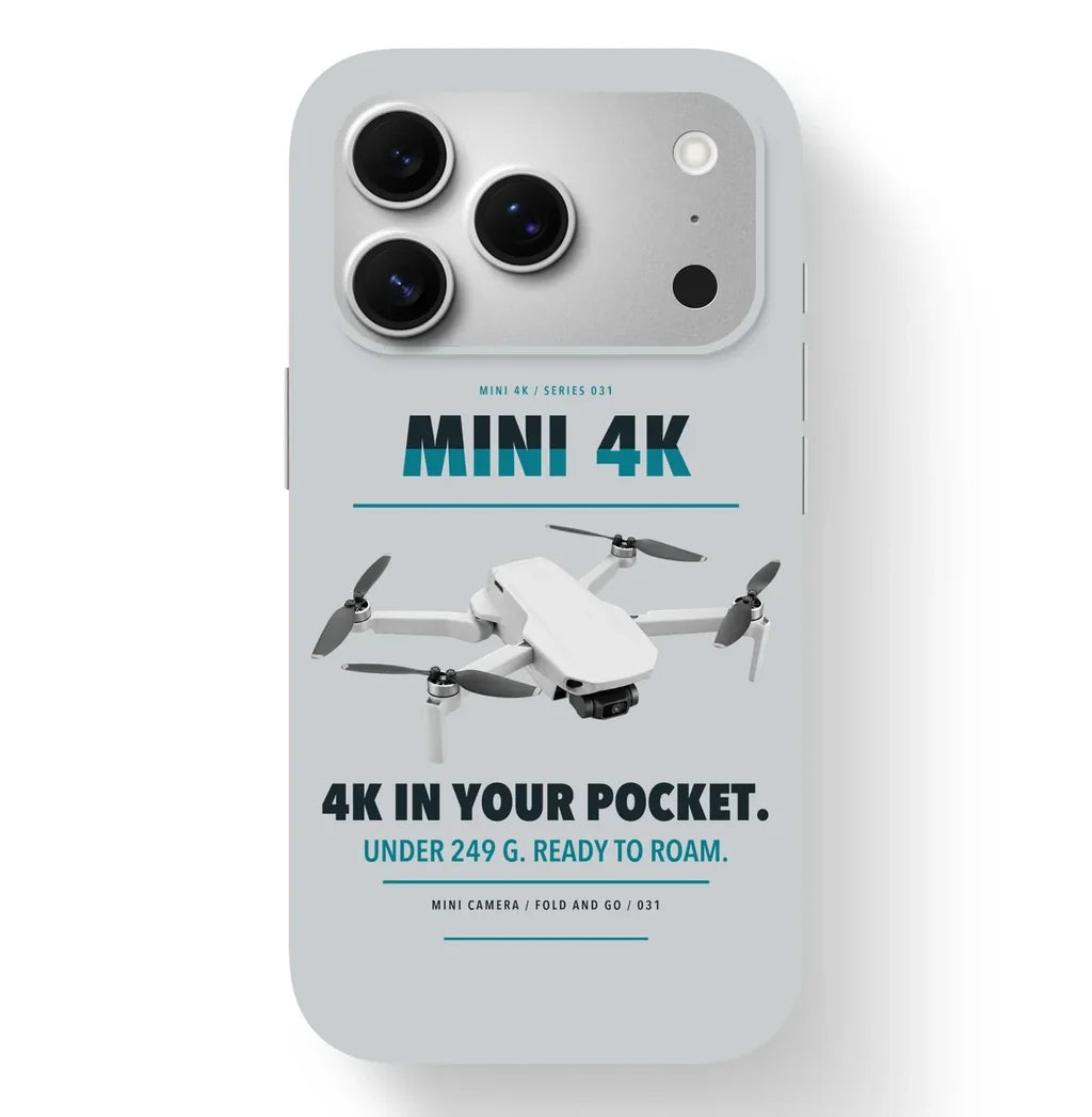 DJI Mini 4K Case design on light gray iphone case