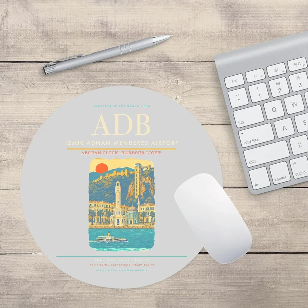 Izmir Adnan Menderes Airport ADB Mouse-Pad Round - Light Gray