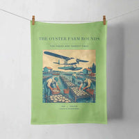 Thumbnail for VINTAGE G4446 - The Oyster Farm Rounds - Designed Towels design on lightgreen