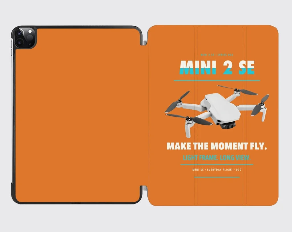 DJI Mini 2 SE design on orange ipad tablet case