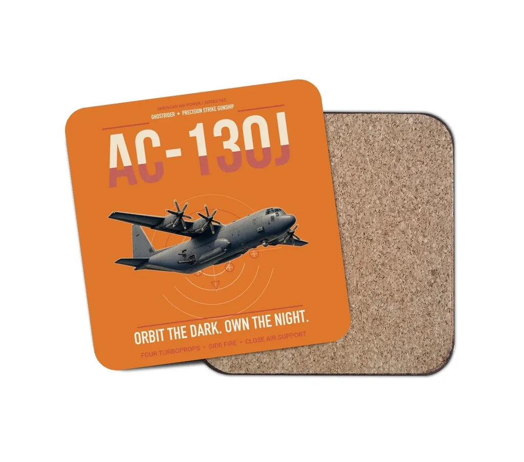 AC-130J Ghostrider design on orange 1 piece coaster