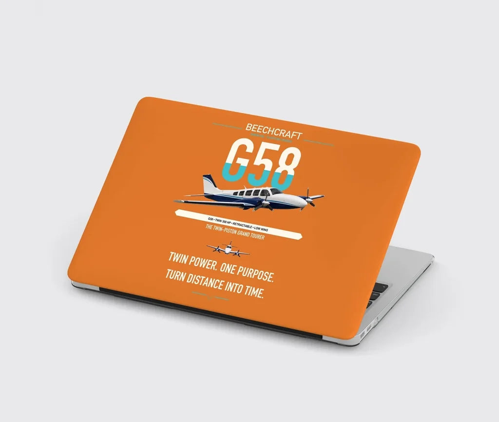 Beechcraft Baron G58 design on orange MacBook case