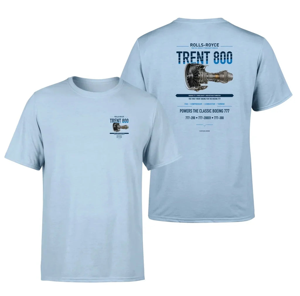 TRENT 800 design on light blue t shirt