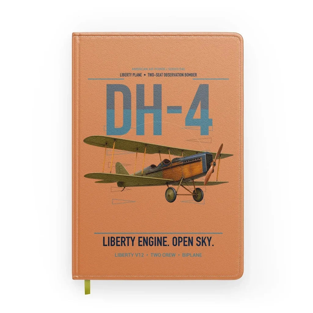 Airco DH-4 Liberty Plane design on orange notebook