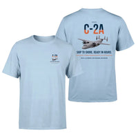 Thumbnail for C-2A Greyhound design on light blue double-side t-shirt, double-side print