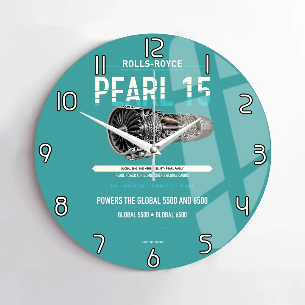 PEARL 15 design on turquoise no frame wall clock