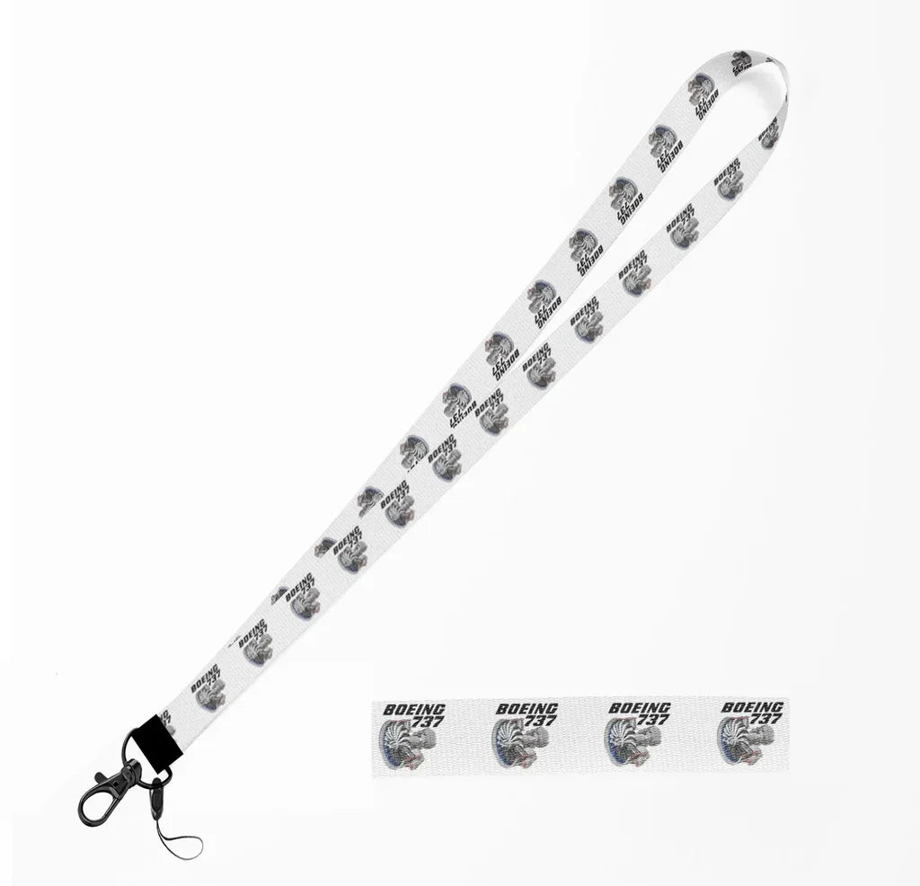 Boeing 737+Text & CFM LEAP-1 Engine lanyard - white