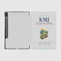Thumbnail for Aso Kumamoto Airport (KMJ) design on light gray samsung tablet tablet case