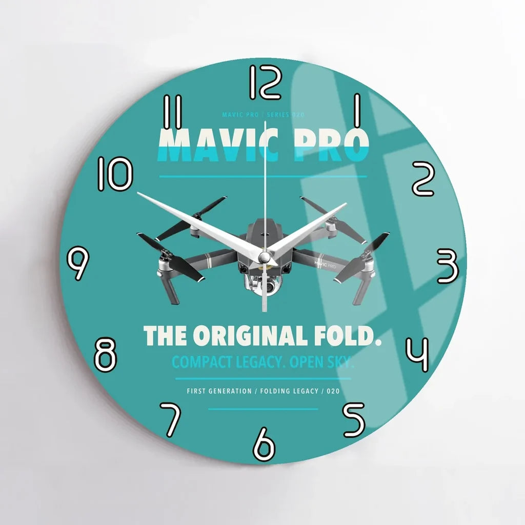 DJI Mavic Pro design on turquoise no frame wall clock
