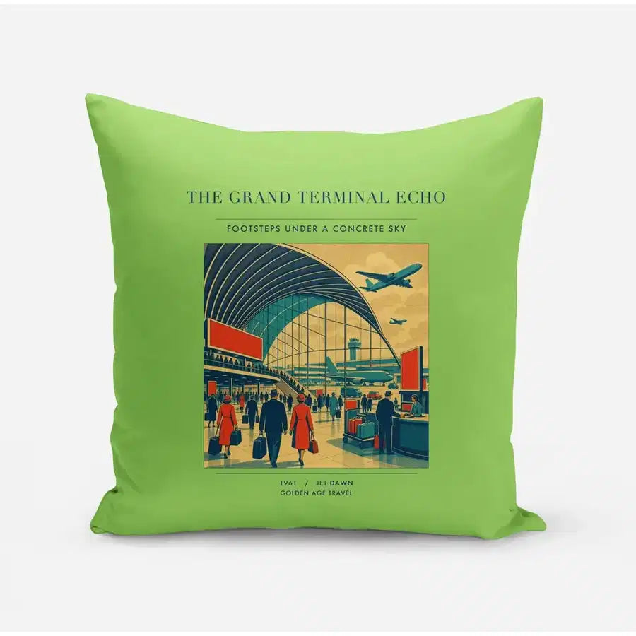 VINTAGE G4300 - The Grand Terminal Echo - Designed Pillows design on lightgreen
