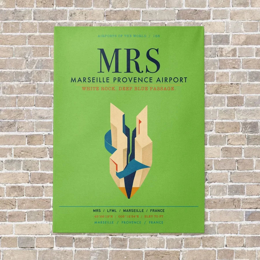 Marseille Provence Airport MRS vertical canvas print - no frame - light green background