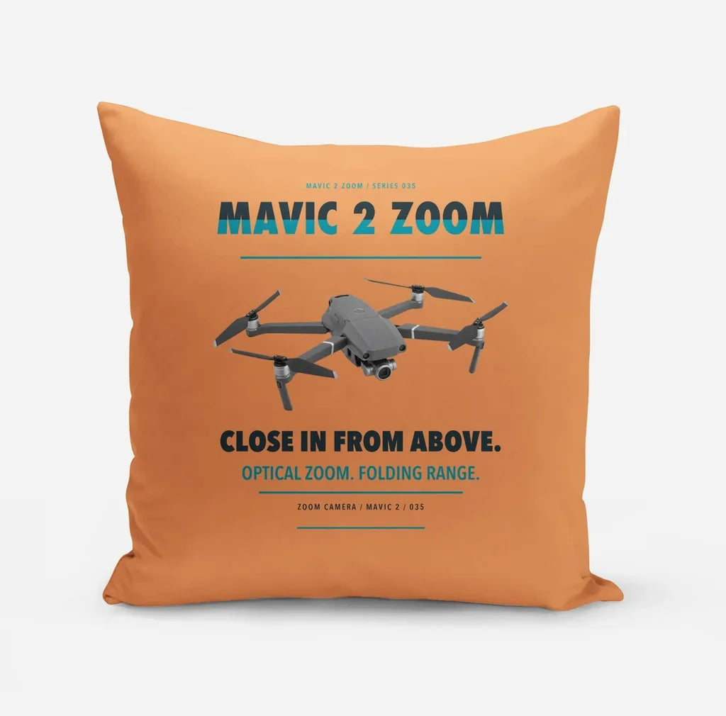 DJI Mavic 2 Zoom design on orange pillow