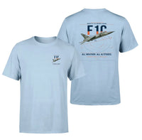 Thumbnail for Dassault Mirage F1C design on light blue t-shirt, double-side print