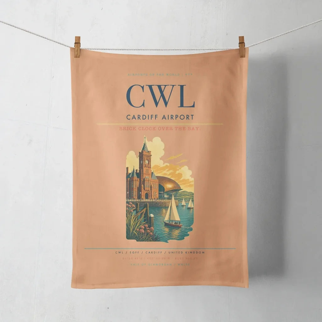 Cardiff Airport (CWL) design on orange towel
