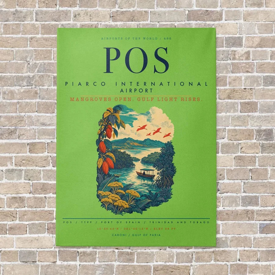Piarco International Airport POS vertical canvas print - no frame - light green background