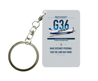 Thumbnail for Beechcraft Bonanza G36 design on light gray designed key chain, double-side print