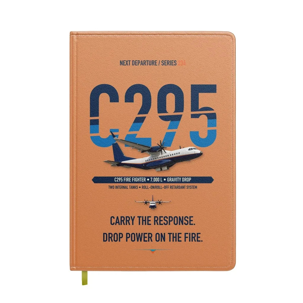 Airbus C295 Firefighter design on orange notebook