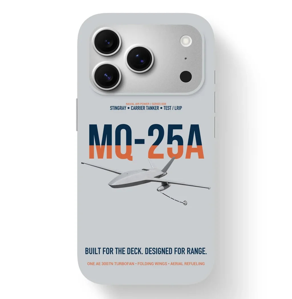 MQ-25A STINGRAY design on light gray magsafe iphone case, for iPhone 17 Pro