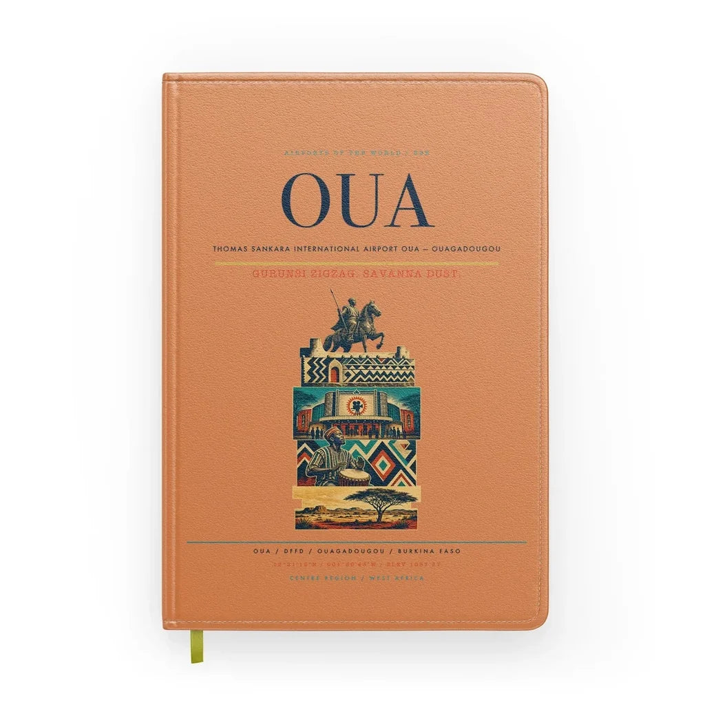 Thomas Sankara International Airport (OUA) design on orange notebook