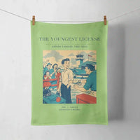Thumbnail for VINTAGE G4298 - The Youngest License - Designed Towels design on lightgreen