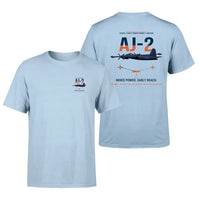 Thumbnail for AJ-2 Savage Tanker design on light blue double-side t-shirt, double-side print