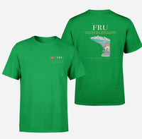 Thumbnail for Manas International Airport (FRU) design printed on green double-side t-shirt