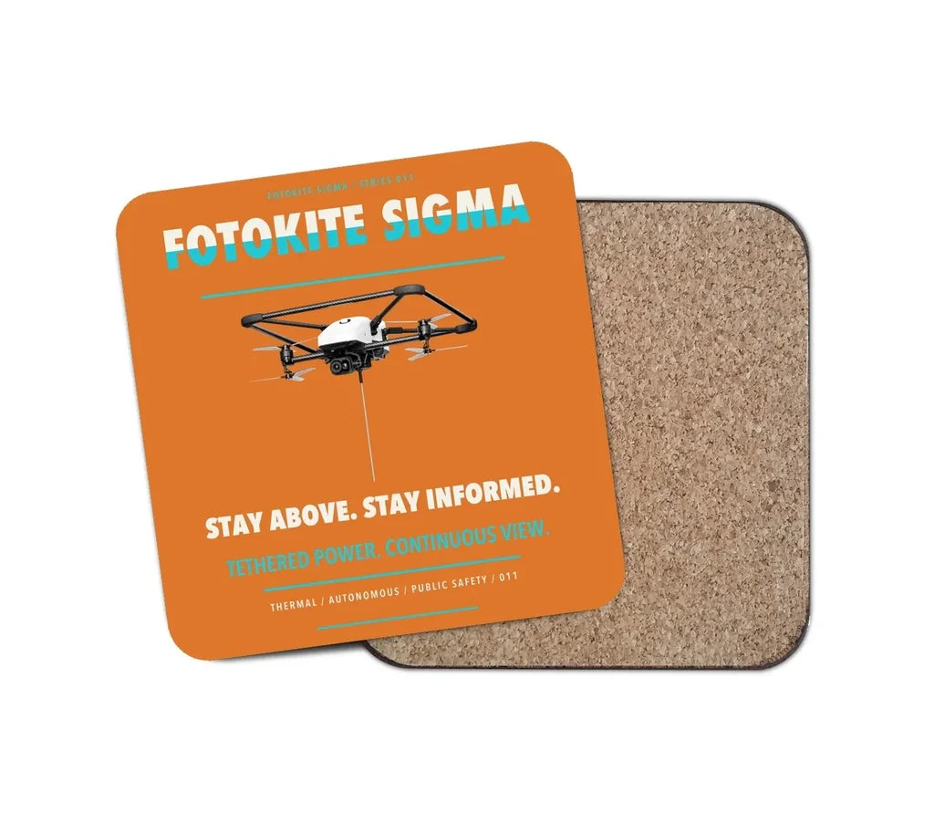 Fotokite Sigma design on orange 1 piece coaster